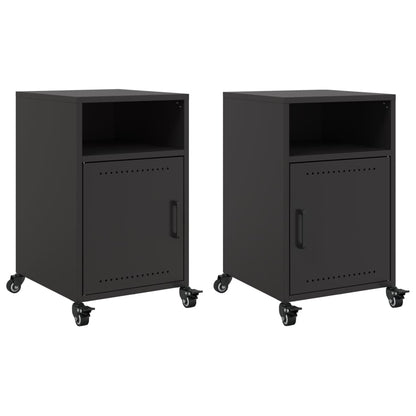 vidaXL Bedside Cabinets 2 pcs Black 36x39x59 cm Steel