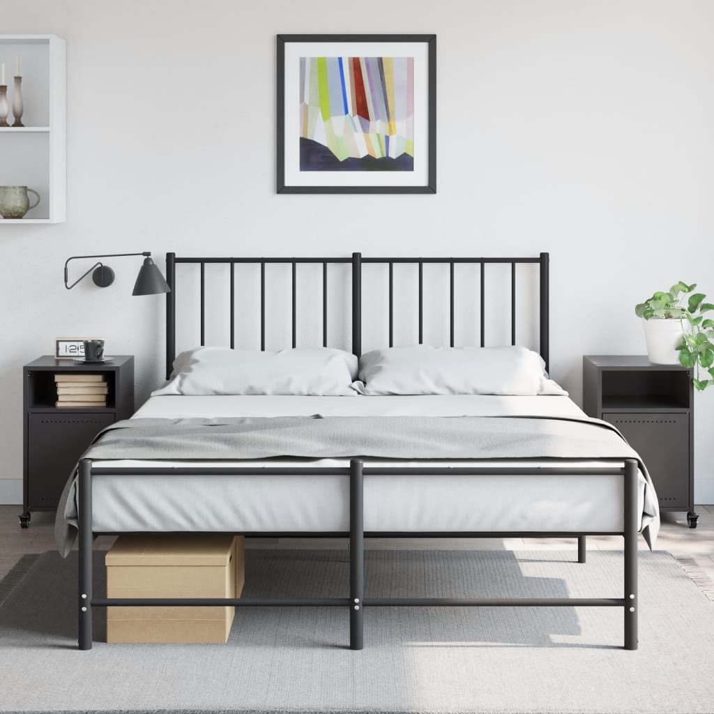 vidaXL Bedside Cabinets 2 pcs Black 36x39x59 cm Steel