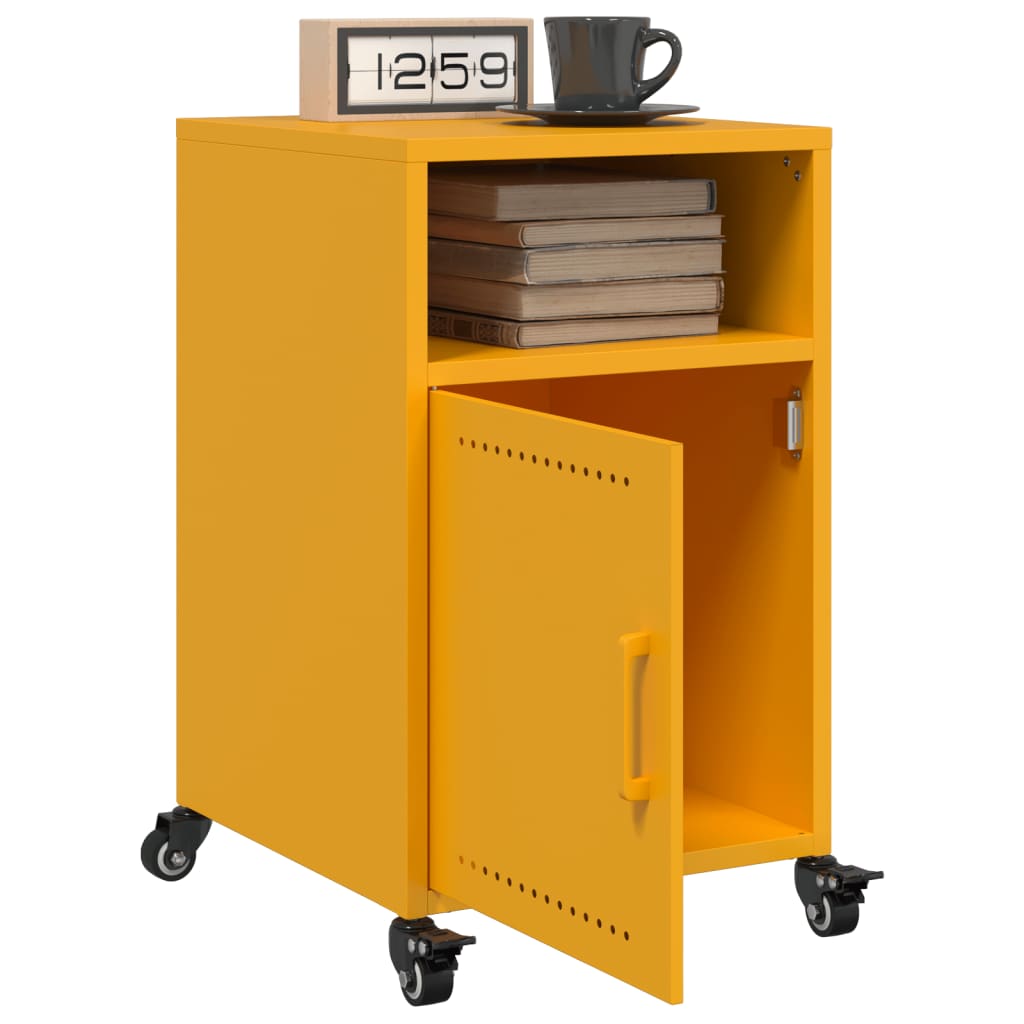 vidaXL Bedside Cabinet Mustard Yellow 36x39x59 cm Steel