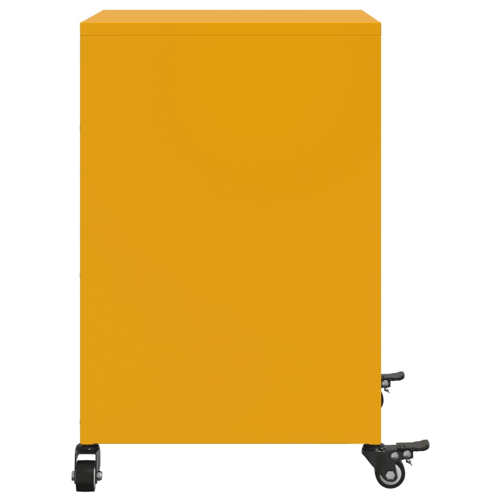 vidaXL Bedside Cabinet Mustard Yellow 36x39x59 cm Steel
