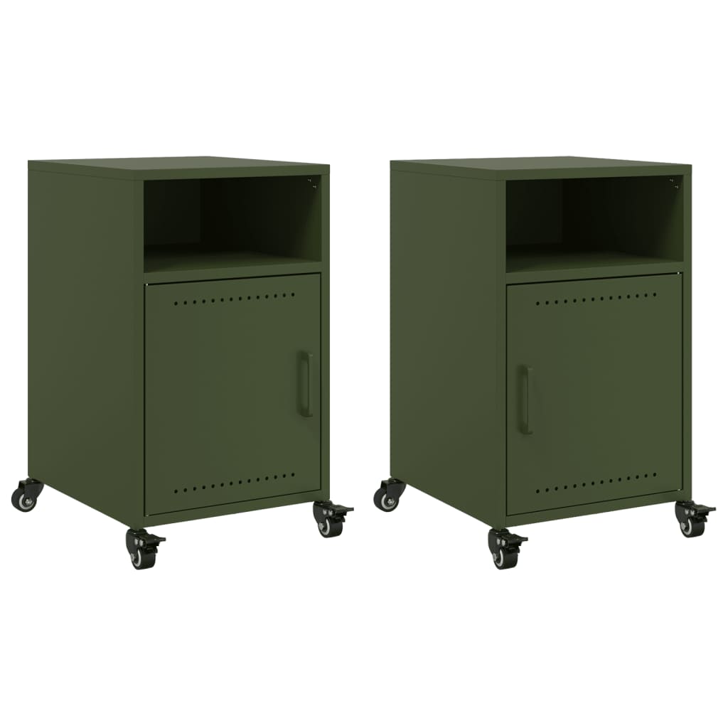 vidaXL Bedside Cabinets 2 pcs Olive Green 36x39x59 cm Steel