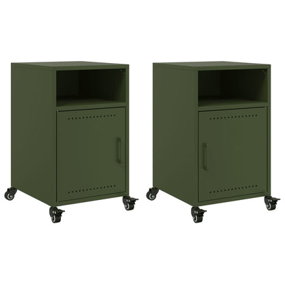 vidaXL Bedside Cabinets 2 pcs Olive Green 36x39x59 cm Steel