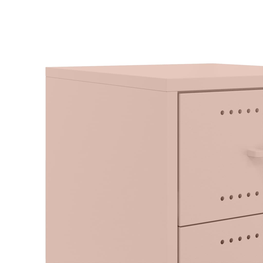 vidaXL Bedside Cabinet Pink 36x39x59 cm Steel