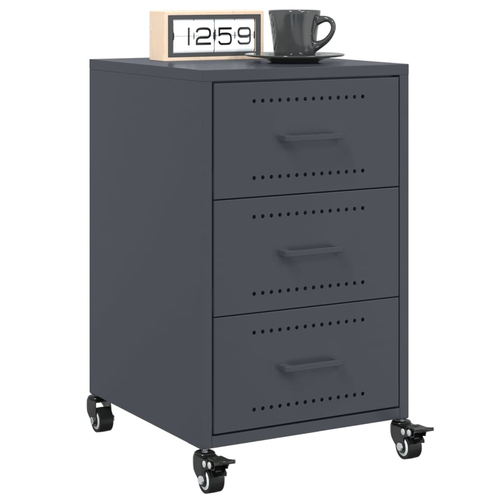 vidaXL Bedside Cabinet Anthracite 36x39x59 cm Steel