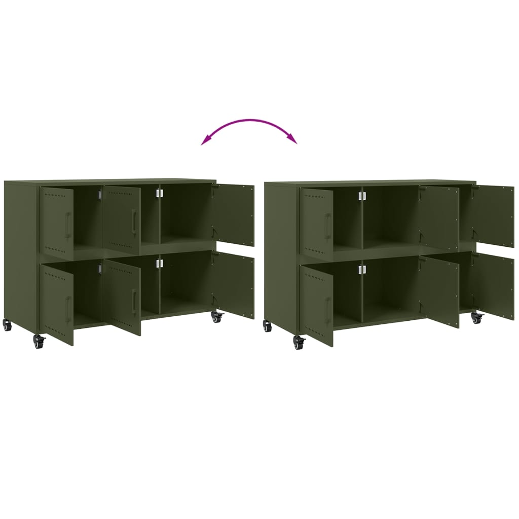 vidaXL Sideboard Olive Green 100.5x39x72 cm Steel