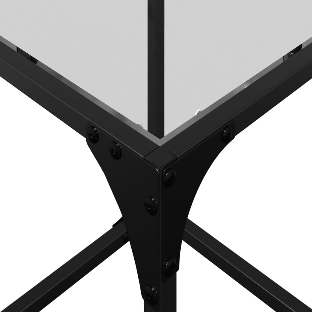 vidaXL Coffee Tables with Transparent Glass Top 2 pcs 30x30x40 cm Steel