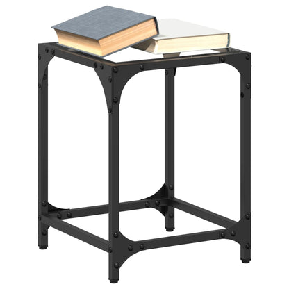vidaXL Coffee Tables with Transparent Glass Top 2 pcs 30x30x40 cm Steel