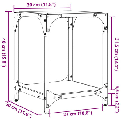 vidaXL Coffee Tables with Transparent Glass Top 2 pcs 30x30x40 cm Steel