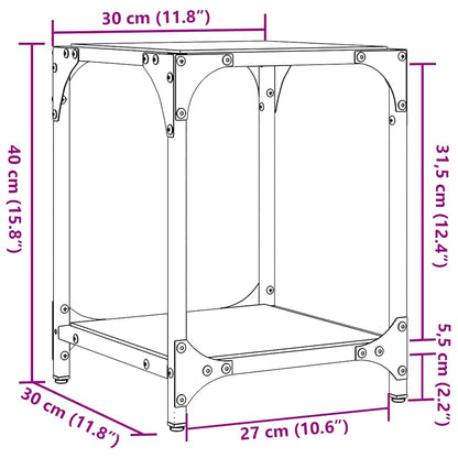 vidaXL Coffee Tables with Transparent Glass Top 2 pcs 30x30x40cm Steel