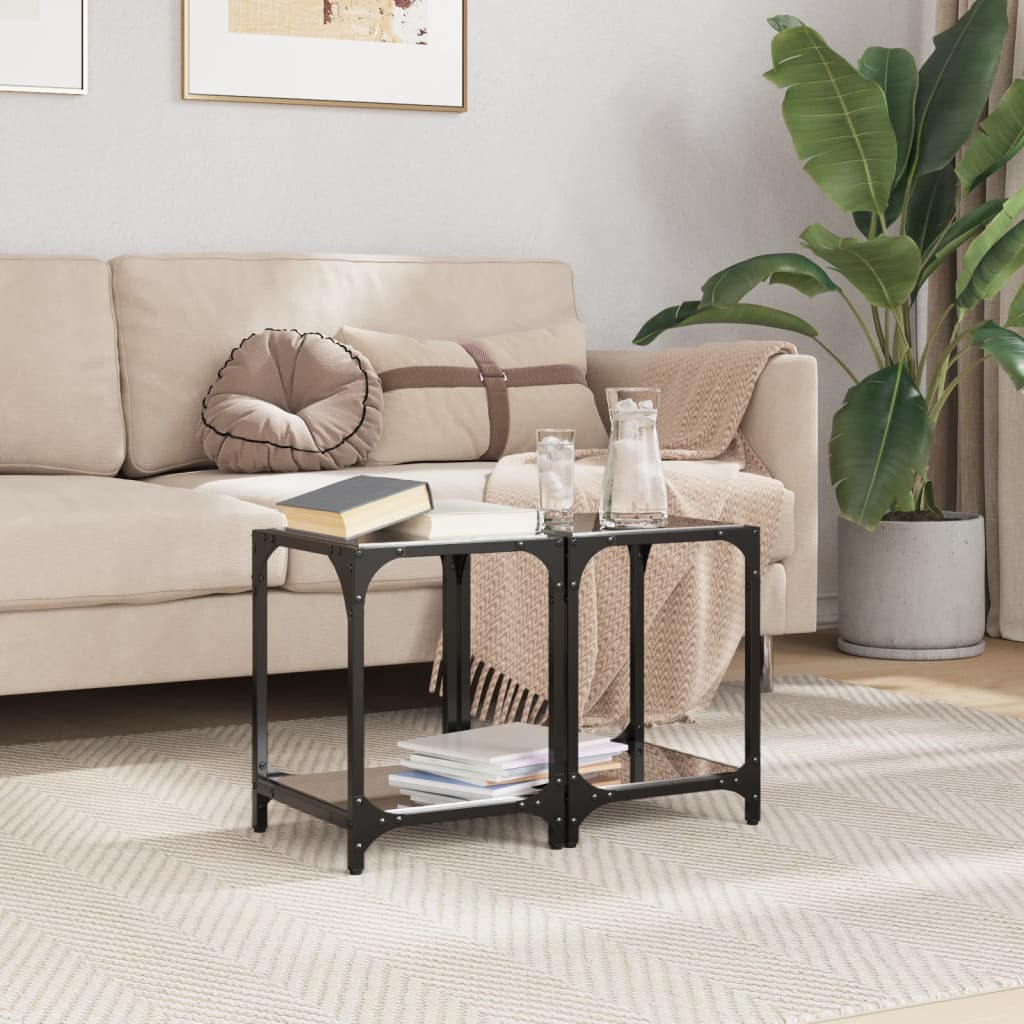vidaXL Coffee Table | Black glass | Engineered wood, steel, glass | Small