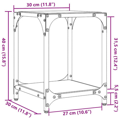 vidaXL Coffee Tables with Black Glass Top 2 pcs 30x30x40 cm Steel