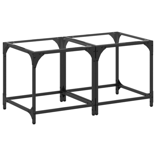 vidaXL Coffee Tables with Transparent Glass Top 2 pcs 40x40x40 cm Steel