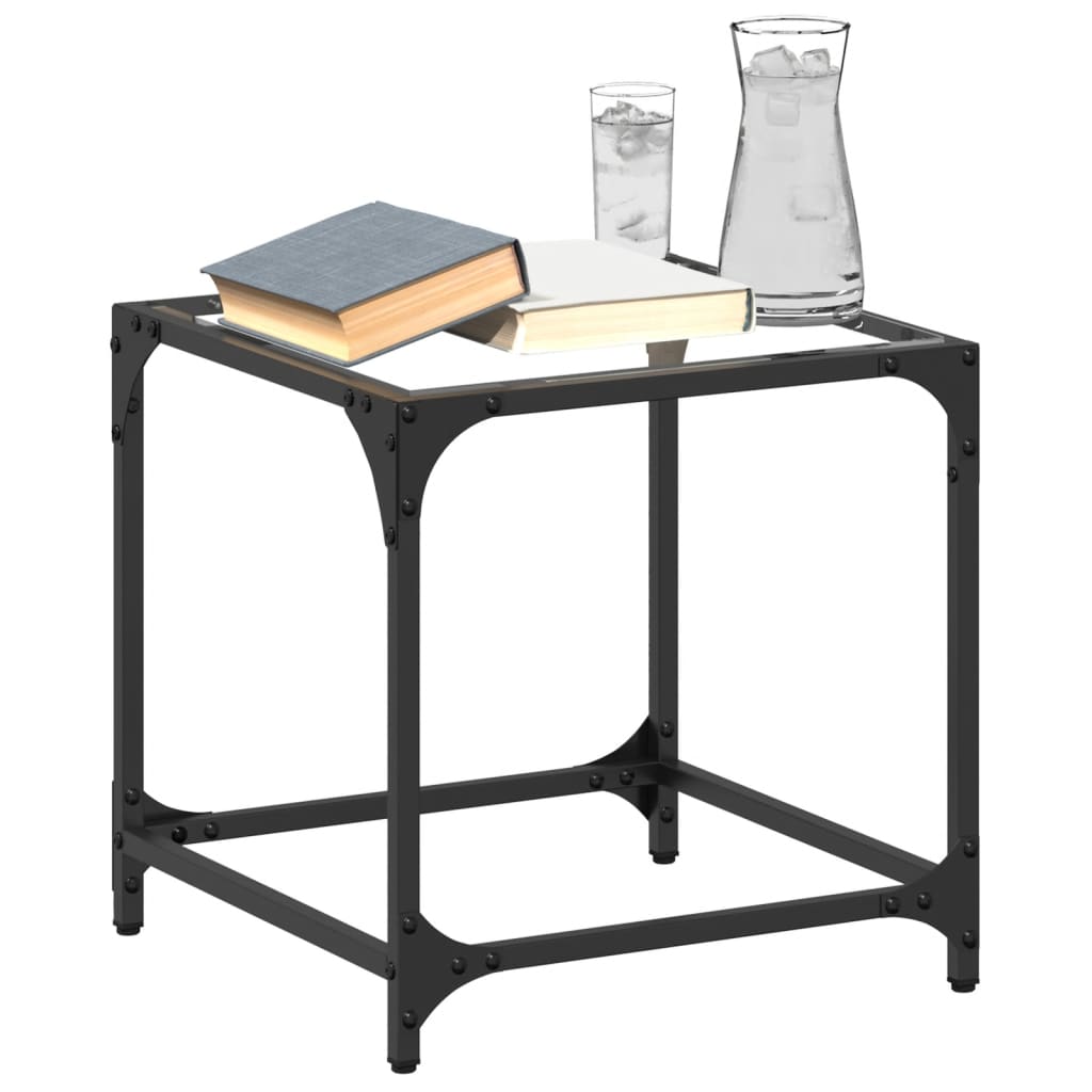 vidaXL Coffee Tables with Transparent Glass Top 2 pcs 40x40x40 cm Steel