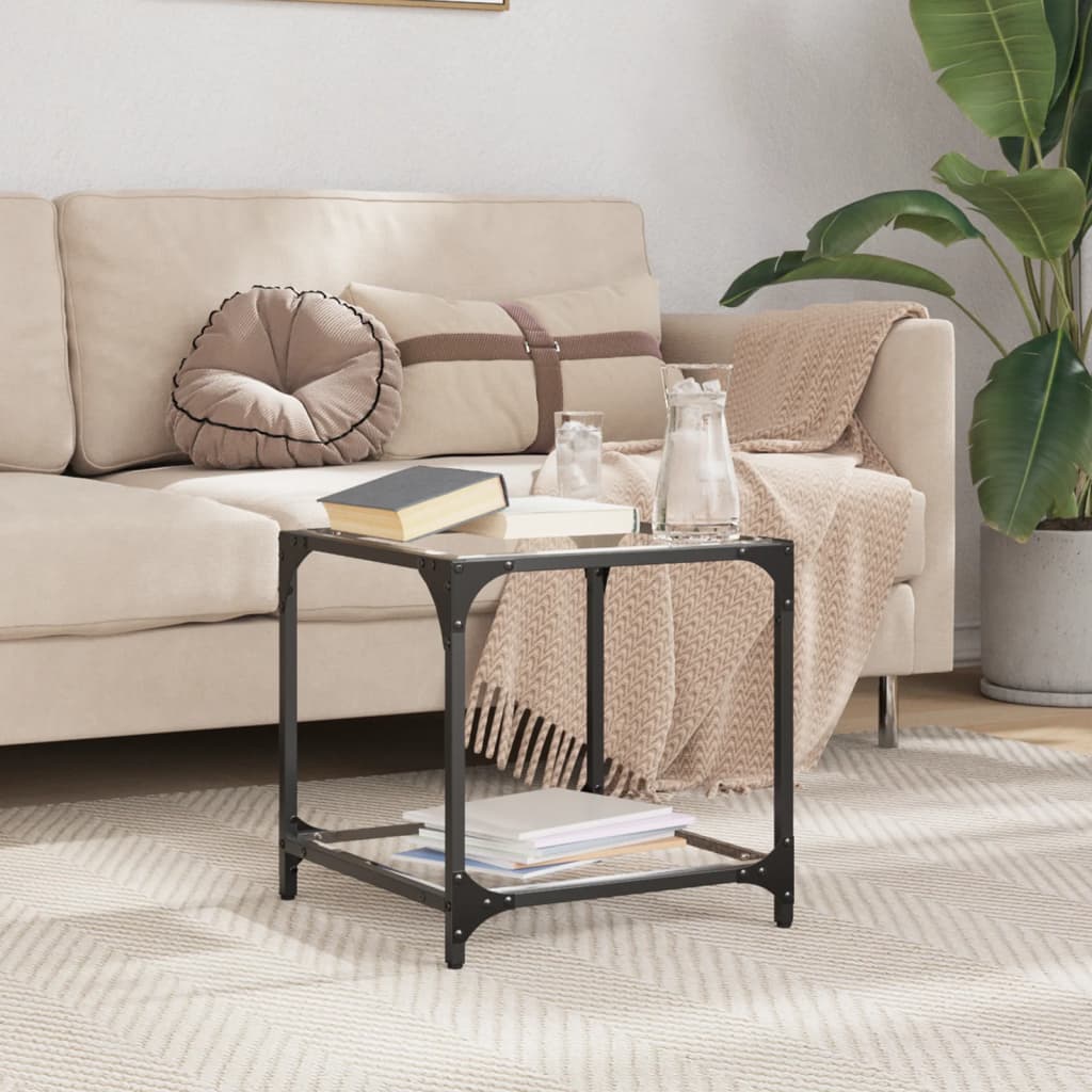 vidaXL Coffee Table with Transparent Glass Top 40x40x40 cm Steel
