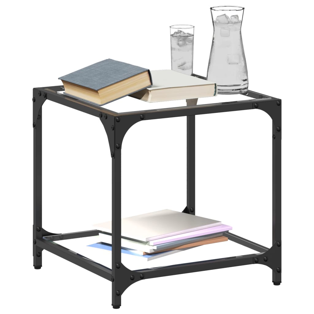 vidaXL Coffee Tables with Transparent Glass Top 2 pcs 40x40x40 cm Steel