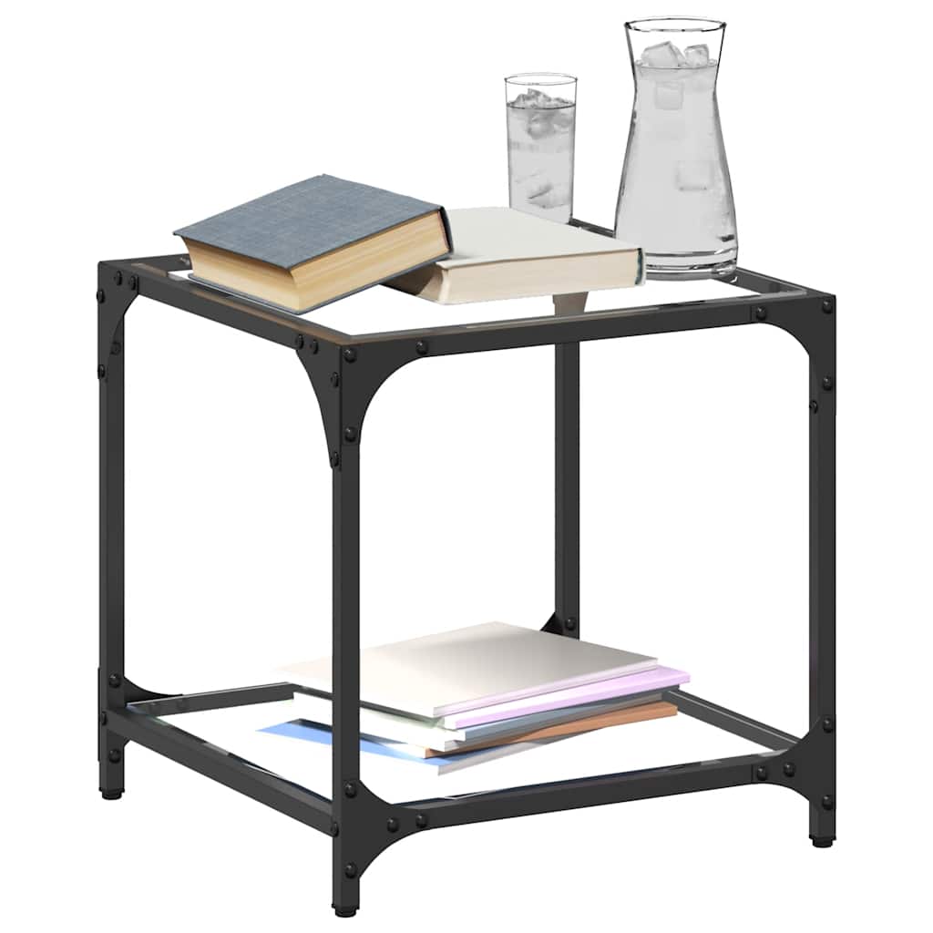 vidaXL Coffee Tables with Transparent Glass Top 2 pcs 40x40x40cm Steel