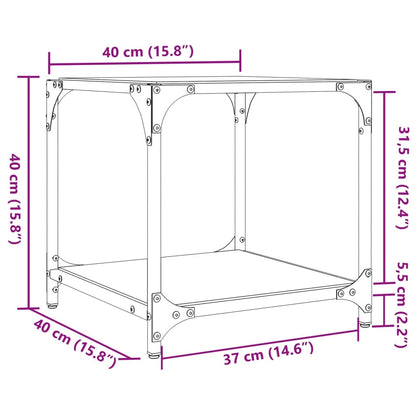 vidaXL Coffee Tables with Transparent Glass Top 2 pcs 40x40x40 cm Steel