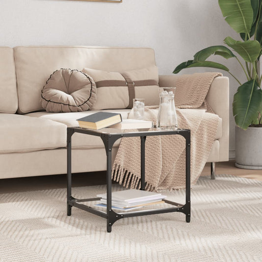 vidaXL Coffee Table with Black Glass Top 40x40x40 cm Steel