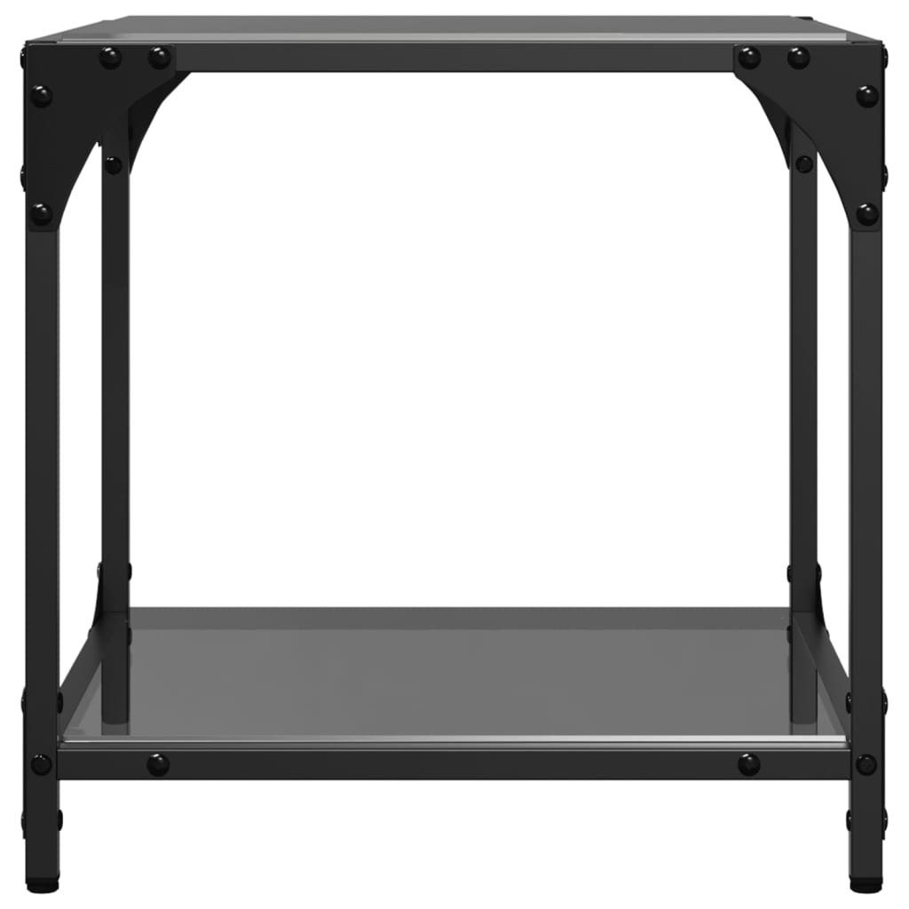 vidaXL Coffee Tables with Black Glass Top 2 pcs 40x40x40 cm Steel