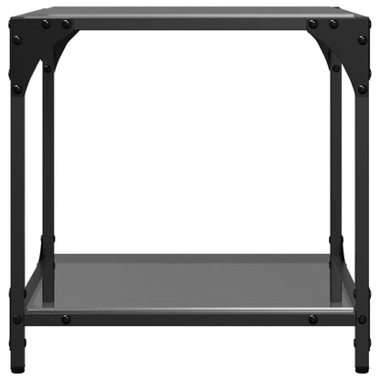 vidaXL Coffee Tables with Black Glass Top 2 pcs 40x40x40 cm Steel