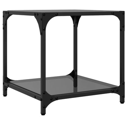 vidaXL Coffee Tables with Black Glass Top 2 pcs 40x40x40 cm Steel