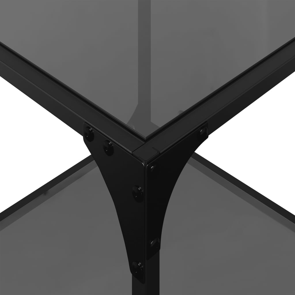 vidaXL Coffee Tables with Black Glass Top 2 pcs 40x40x40 cm Steel