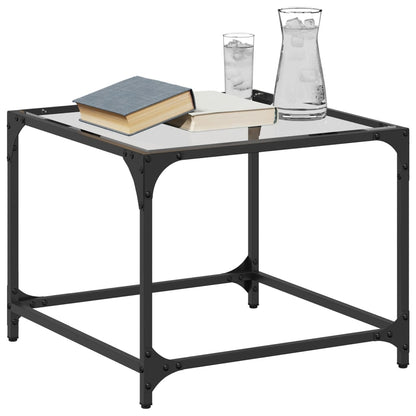 vidaXL Coffee Tables with Transparent Glass Top 2 pcs 50x50x40 cm Steel