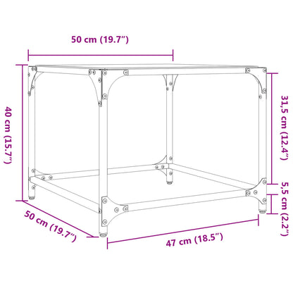 vidaXL Coffee Tables with Transparent Glass Top 2 pcs 50x50x40 cm Steel