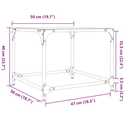 vidaXL Coffee Tables with Black Glass Top 2 pcs 50x50x40 cm Steel
