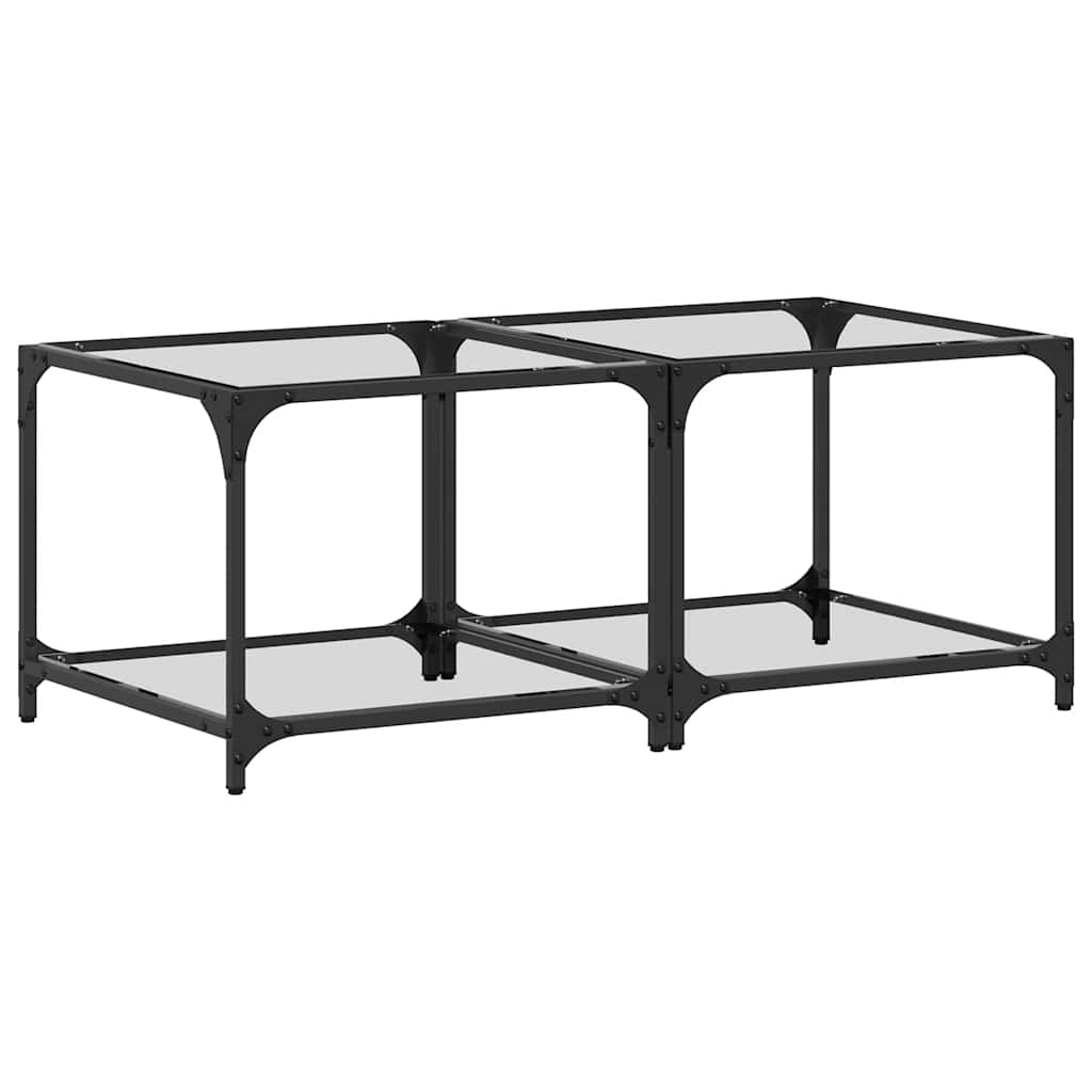 vidaXL Coffee Tables with Transparent Glass Top 2 pcs 50x50x40cm Steel