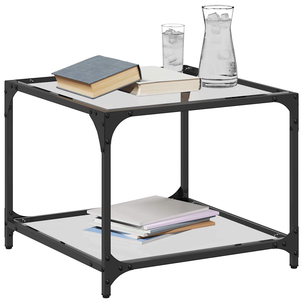 vidaXL Coffee Tables with Transparent Glass Top 2 pcs 50x50x40cm Steel