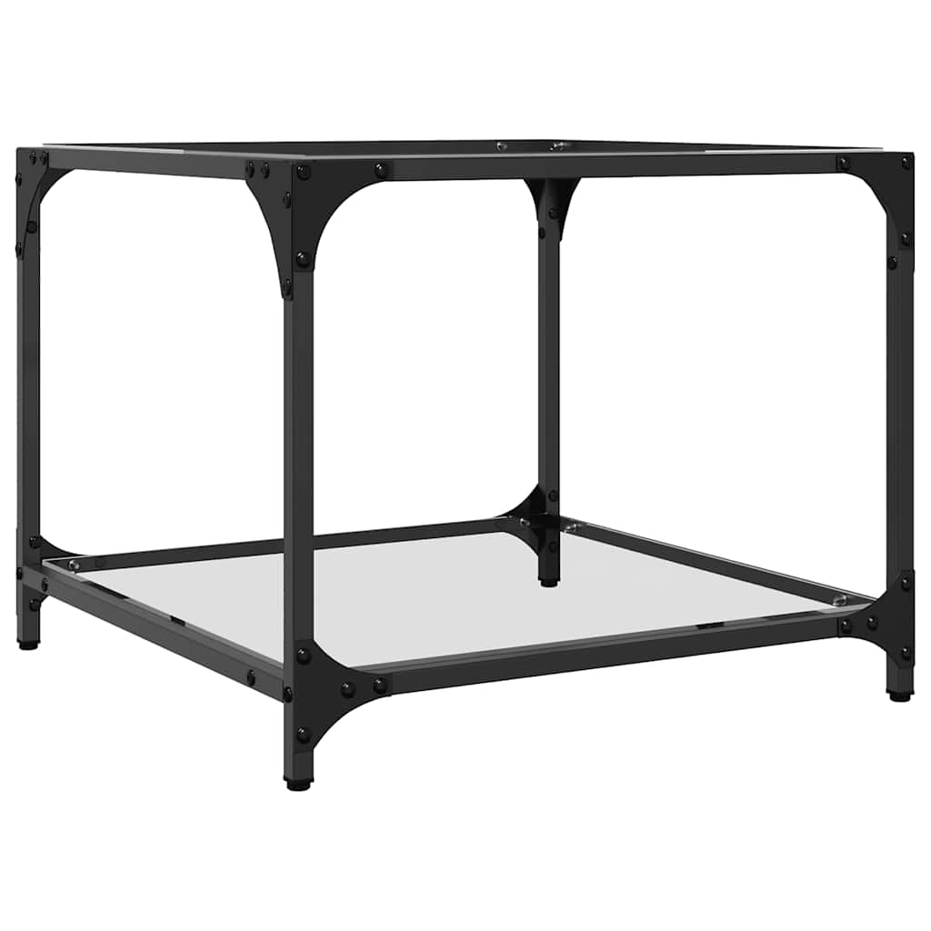 vidaXL Coffee Tables with Transparent Glass Top 2 pcs 50x50x40cm Steel