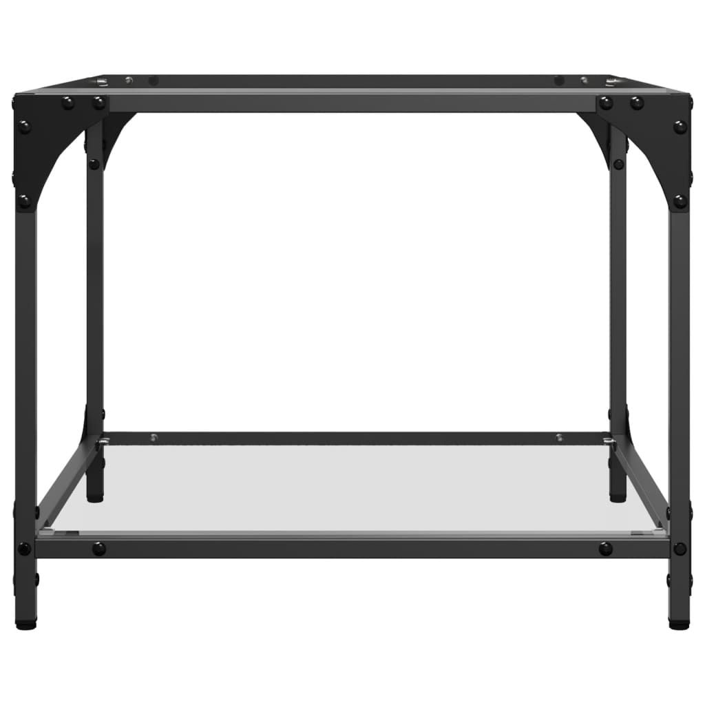 vidaXL Coffee Tables with Transparent Glass Top 2 pcs 50x50x40 cm Steel