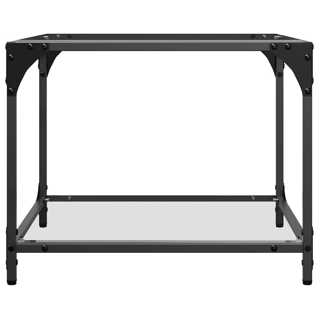 vidaXL Coffee Tables with Transparent Glass Top 2 pcs 50x50x40cm Steel