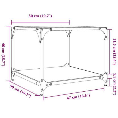 vidaXL Coffee Tables with Transparent Glass Top 2 pcs 50x50x40cm Steel