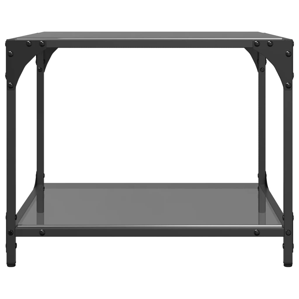 vidaXL Coffee Tables with Black Glass Top 2 pcs 50x50x40 cm Steel