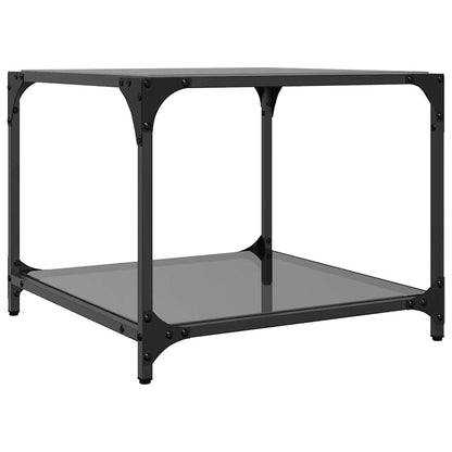 vidaXL Coffee Tables with Black Glass Top 2 pcs 50x50x40 cm Steel