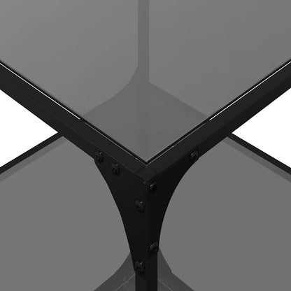 vidaXL Coffee Tables with Black Glass Top 2 pcs 50x50x40 cm Steel