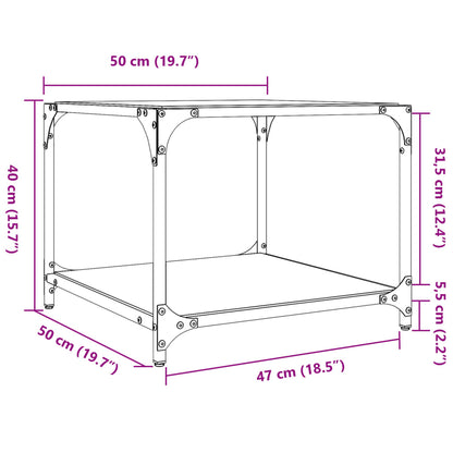 vidaXL Coffee Tables with Black Glass Top 2 pcs 50x50x40 cm Steel