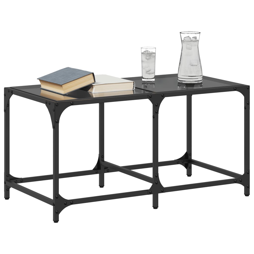 vidaXL Coffee Table with Black Glass Top 78.5x40x40 cm Steel