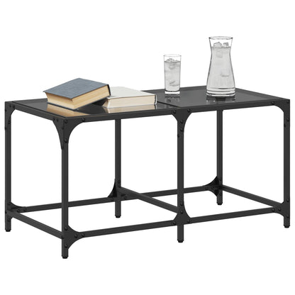vidaXL Coffee Table with Black Glass Top 78.5x40x40 cm Steel