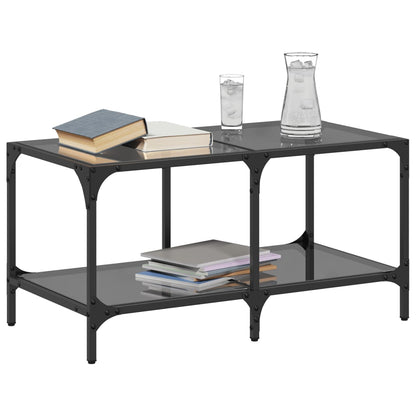 vidaXL Coffee Table with Black Glass Top 78,5x40x40 cm Steel
