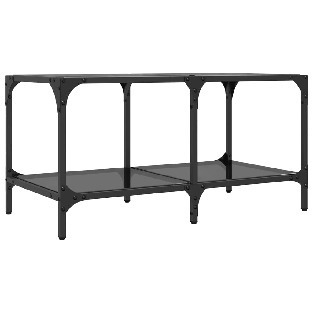 vidaXL Coffee Table with Black Glass Top 78,5x40x40 cm Steel