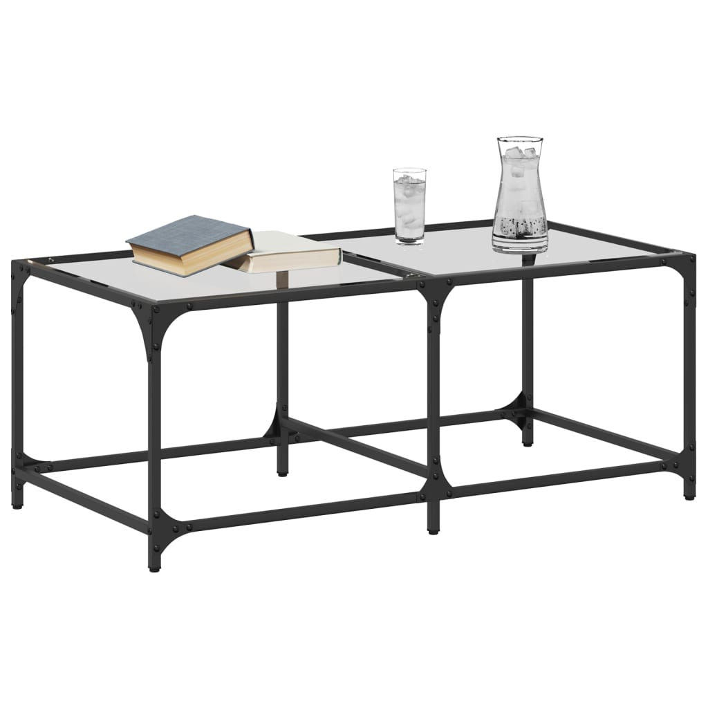 vidaXL Coffee Table with Transparent Glass Top 98.5x50x40 cm Steel
