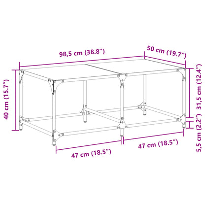 vidaXL Coffee Table with Transparent Glass Top 98.5x50x40 cm Steel