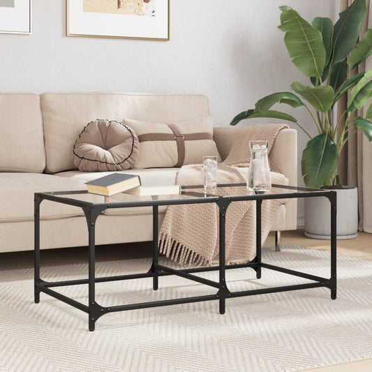 vidaXL Coffee Table with Transparent Glass Top 98.5x50x40 cm Steel