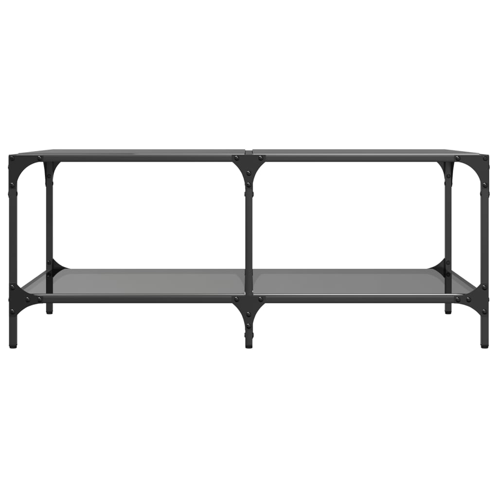 vidaXL Coffee Table with Black Glass Top 98.5x50x40 cm Steel