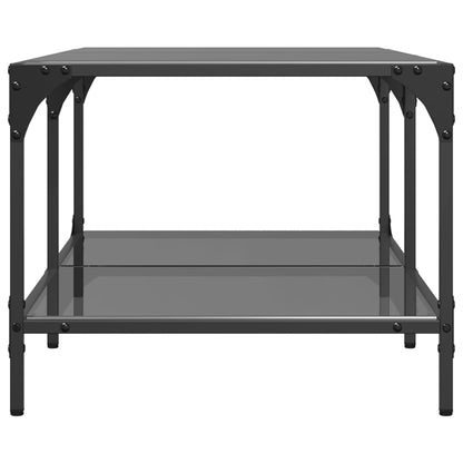 vidaXL Coffee Table with Black Glass Top 98.5x50x40 cm Steel