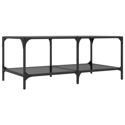vidaXL Coffee Table with Black Glass Top 98.5x50x40 cm Steel