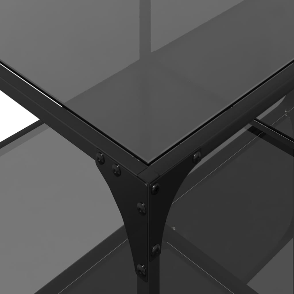 vidaXL Coffee Table with Black Glass Top 98,5x50x40 cm Steel